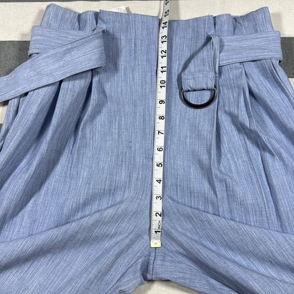 Nine West Womens Blue Melange Paperbag Waist Pants Size 10 Belted High Rise NWT - Picture 5 of 10